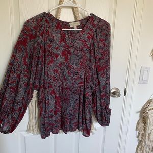 Puffy sleeve boho blouse